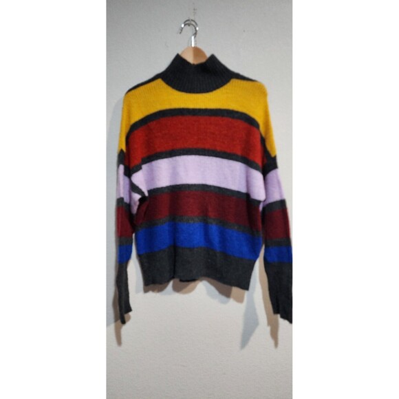 EXPRESS STRIPED COLOR MOCK NECK SWEATER SIZE XS - Picture 2 of 10